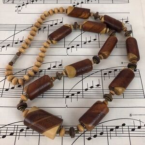 Vintage circa 1960 wood necklace Boho style